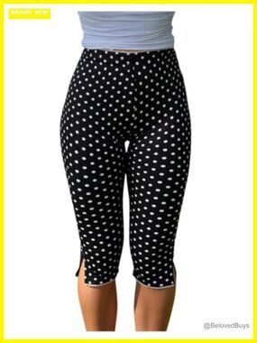 Women's Capri Pants Slit Soft Stretch Elastic Waist Leggings